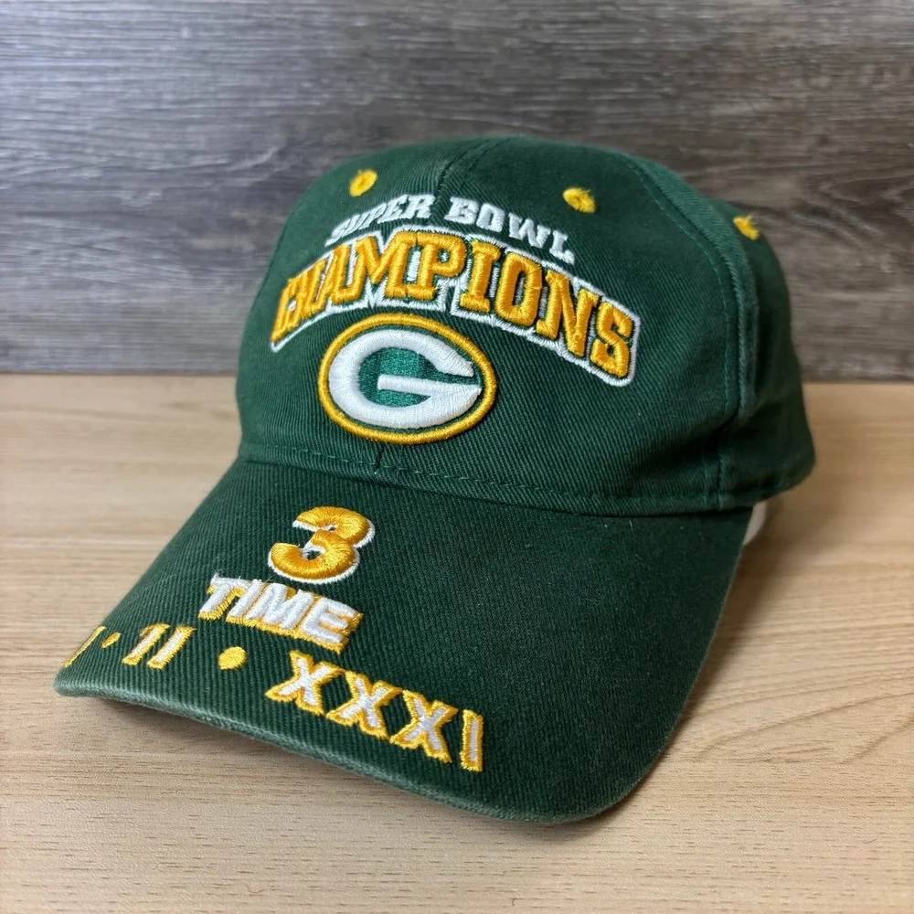 Green‎ Bay Packers Hat Cap Strap Back Green NFL Football Super Bowl